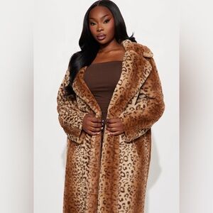Fashion Nova Brown Leopard Teddy Jacket